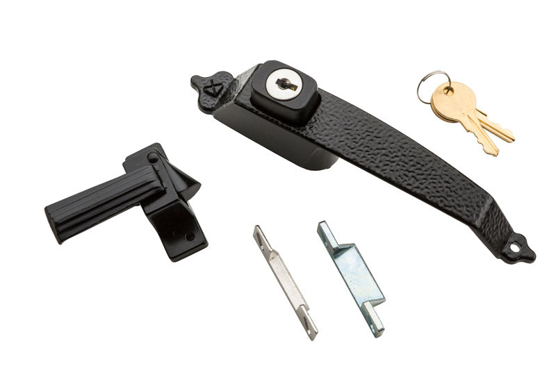 National Hardware Matte Black Zinc Push Button Keyed Latch