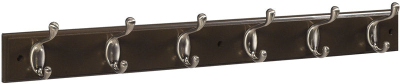 National Hardware 27 in. L Satin Nickel Wood Hook Rack