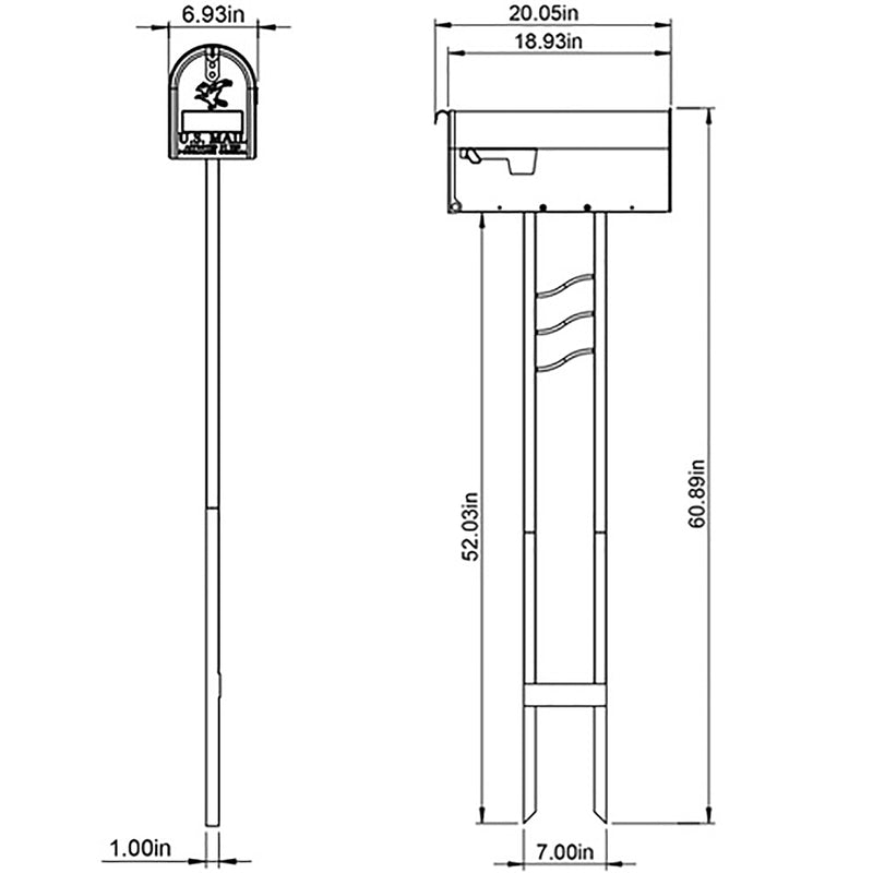 Architectural Mailboxes Mailbox-To-Go Classic Galvanized Steel Post Mount Black Mailbox