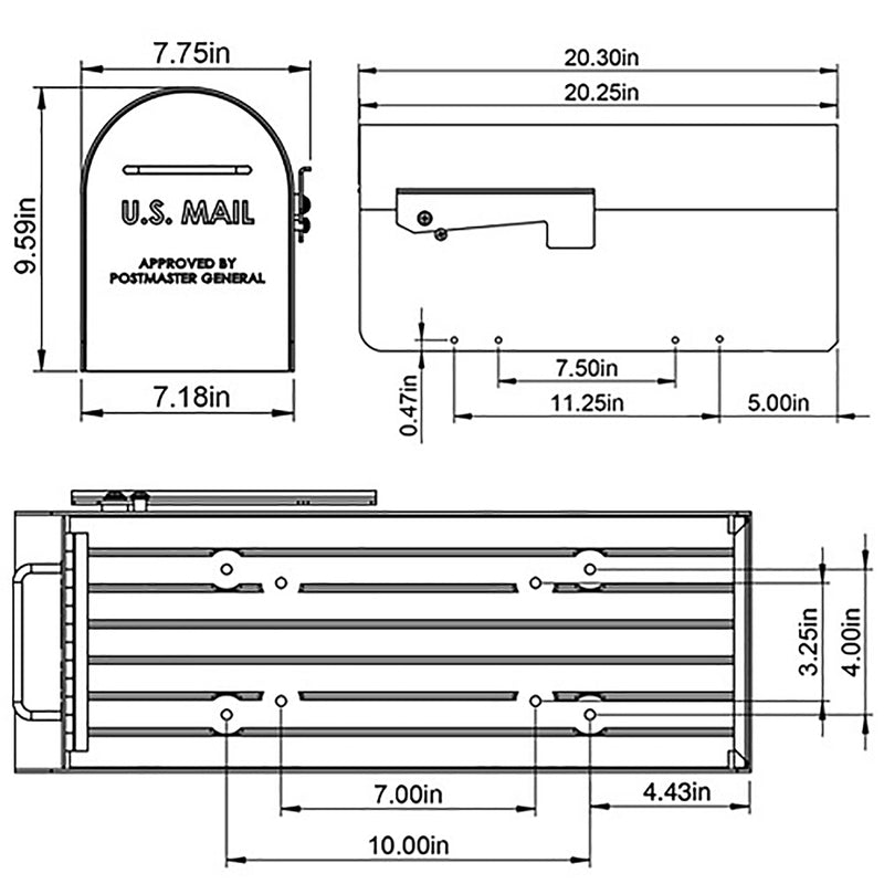 Architectural Mailboxes Ironside Contemporary Galvanized Steel Post Mount Black Mailbox
