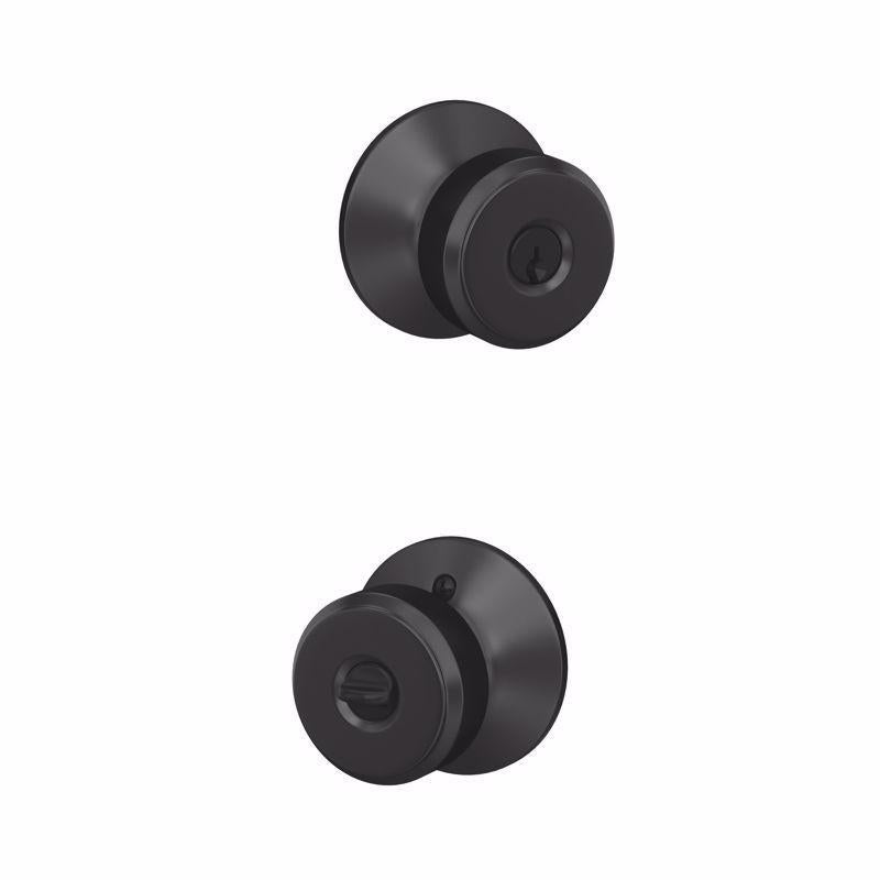 Schlage Bowery Matte Black Entry Door Knob 1.75 in.