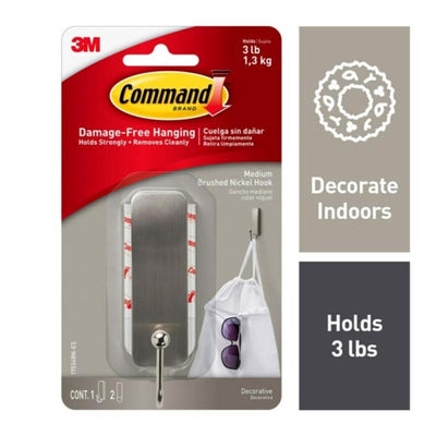 3M Command Medium Metal Hook 3.0 in. L