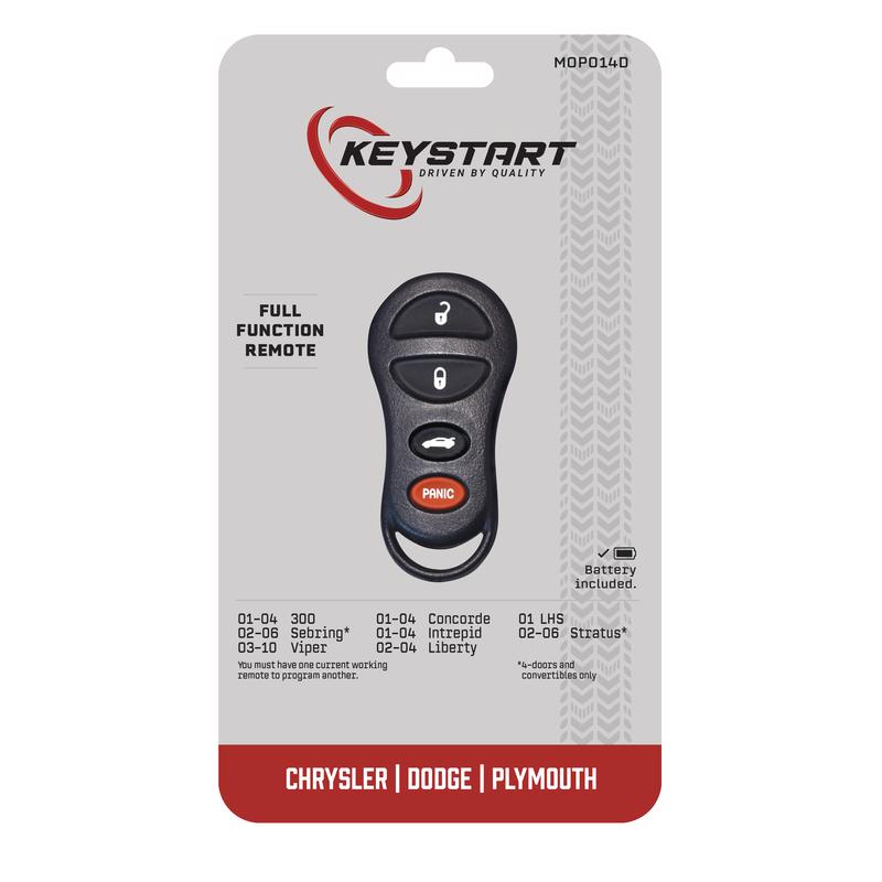 KeyStart MOP014 Self Programmable Remote Automotive Remote HD Key Remote Only For Chrysler Dodge Jee