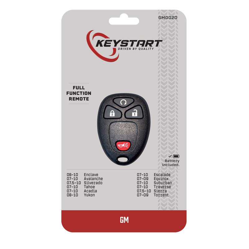KeyStart GM002 Self Programmable Remote Automotive Replacement Key Remote Only For General Motors
