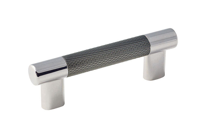 Amerock Esquire Contemporary Bar Cabinet Pull 3 in. & 3-3/4 in. Gunmetal/Polished Nickel Gray