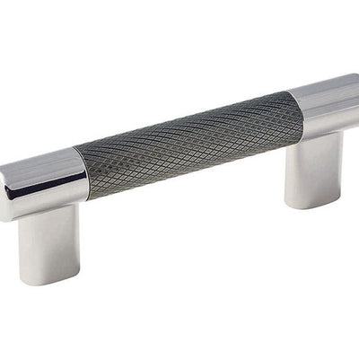 Amerock Esquire Contemporary Bar Cabinet Pull 3 in. & 3-3/4 in. Gunmetal/Polished Nickel Gray