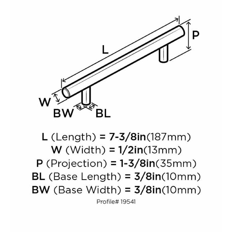 Amerock Contemporary Bar Cabinet Pull 5-1/16 in. Sterling Nickel Silver