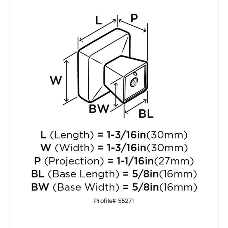 Amerock Blackrock Square Cabinet Knob 1-1/16 in. Black Bronze