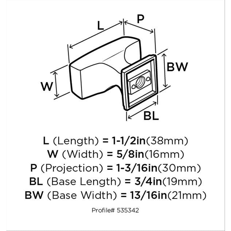 Amerock Mulholland Rectangle Cabinet Knob 1-3/16 in. Satin Nickel