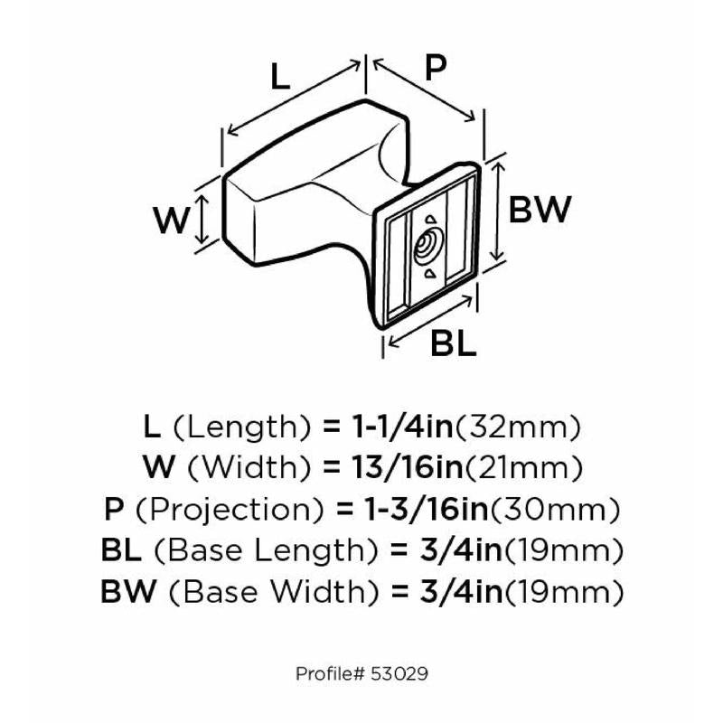 Amerock Mulholland Collection Rectangle Cabinet Knob 1.188 in.