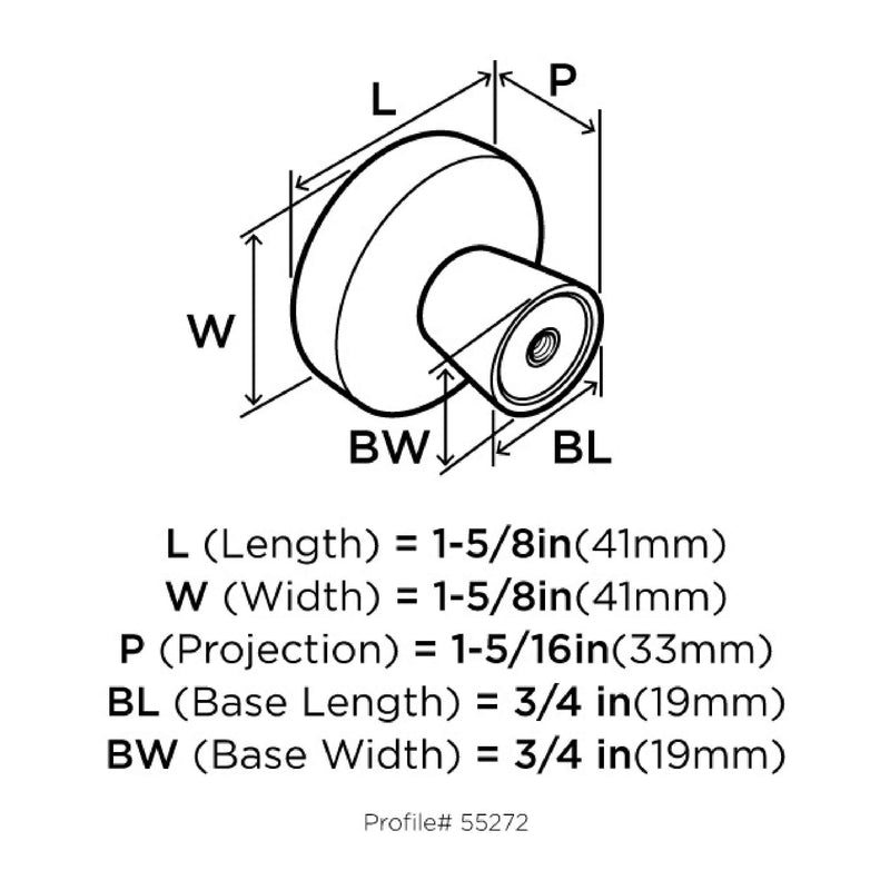 Amerock Blackrock Collection Oblong Cabinet Knob 1-5/8 in. D 1-5/16 in.