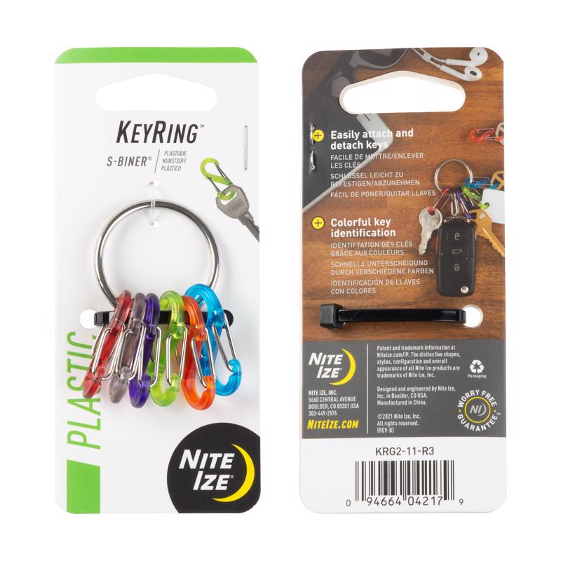 Nite Ize KeyRing S-Biner 2.2 in. D Stainless Steel Assorted Key Ring