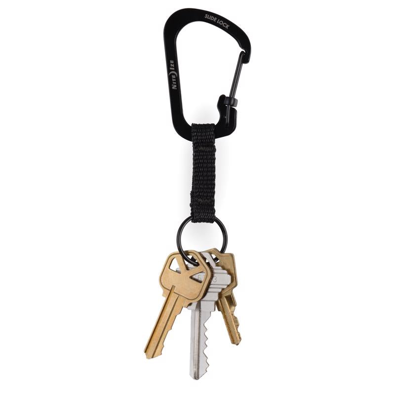 Nite Ize SlideLock 1.5 in. D Stainless Steel Black Carabiner Key Ring