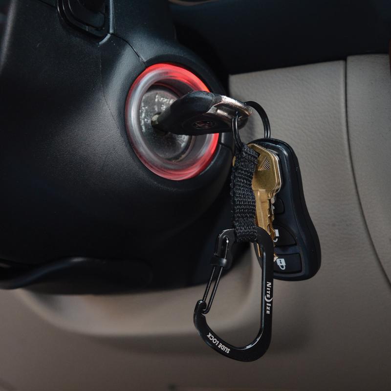 Nite Ize SlideLock 1.5 in. D Stainless Steel Black Carabiner Key Ring