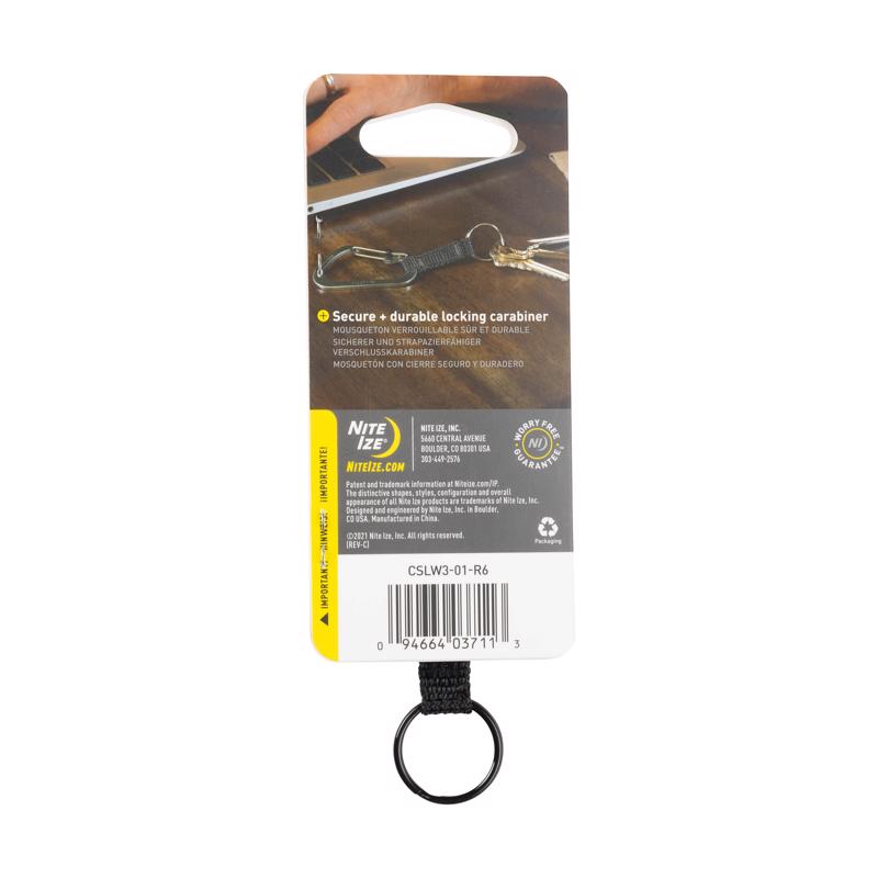 Nite Ize SlideLock 1.5 in. D Stainless Steel Black Carabiner Key Ring