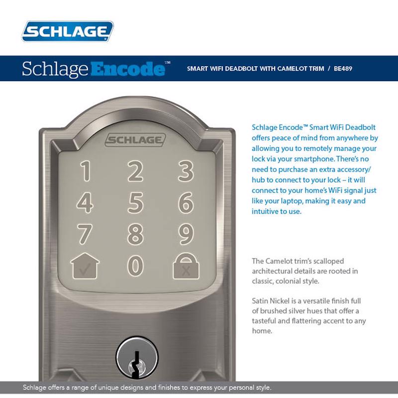 Schlage Encode Satin Nickel Metal Wi-Fi Deadbolt
