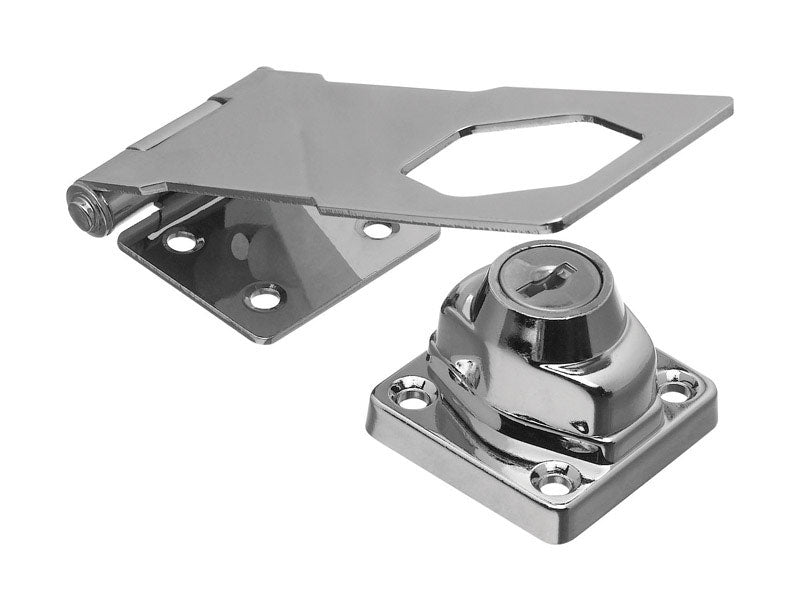 National Hardware Chrome-Plated Die-cast Zinc/Steel 4-1/2 in. L Keyed Hasp Lock
