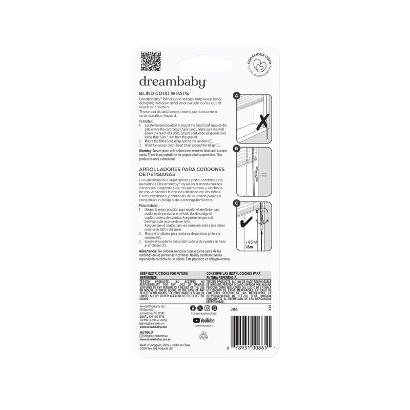 Dreambaby Clear Plastic Blind Cord Wraps 4 pk
