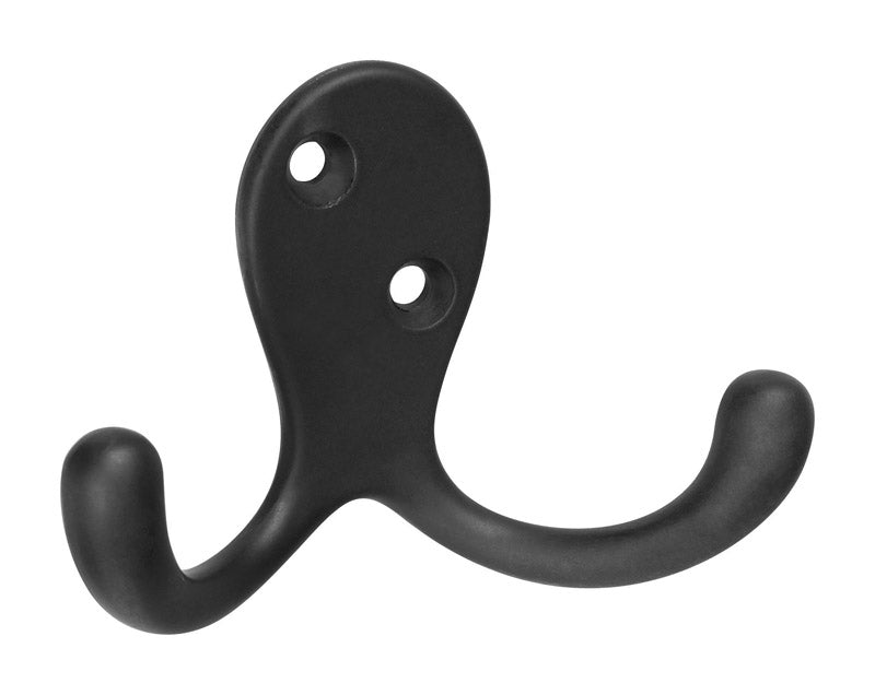 National Hardware Medium Oil Rubbed Bronze Black Zinc 3 in. L Double Hook 35 lb