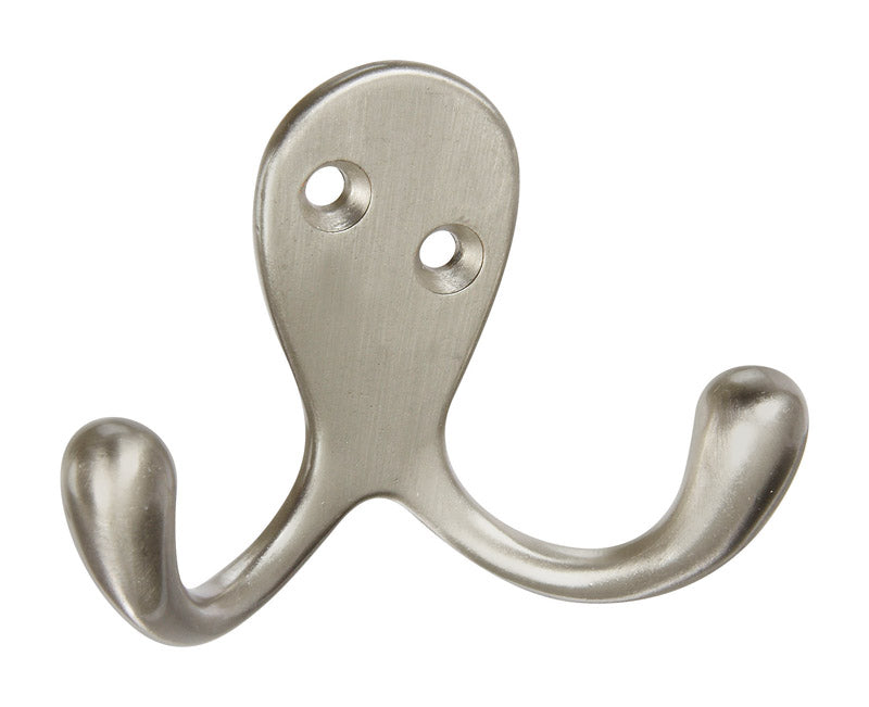 National Hardware Medium Satin Nickel Silver Zinc 3 in. L Double Hook