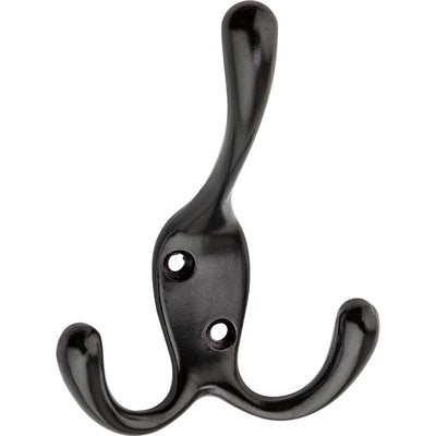National Hardware Large Oil Rubbed Bronze Black Zinc 3-15/16 in. L Triple Hook