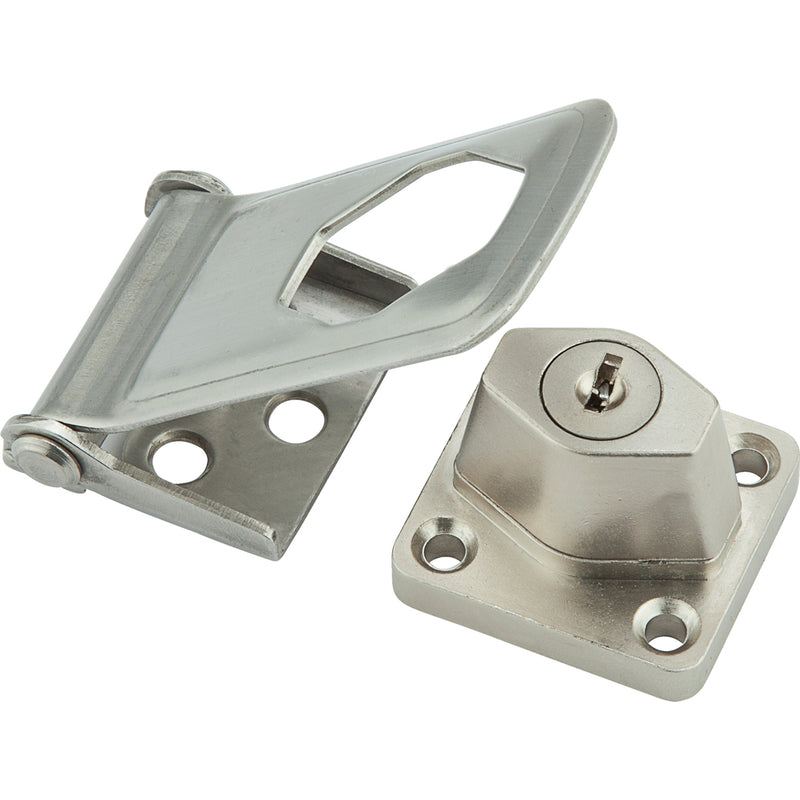 National Hardware Brushed Stainless Steel 3-1/2 in. L Keyed Hasp Lock