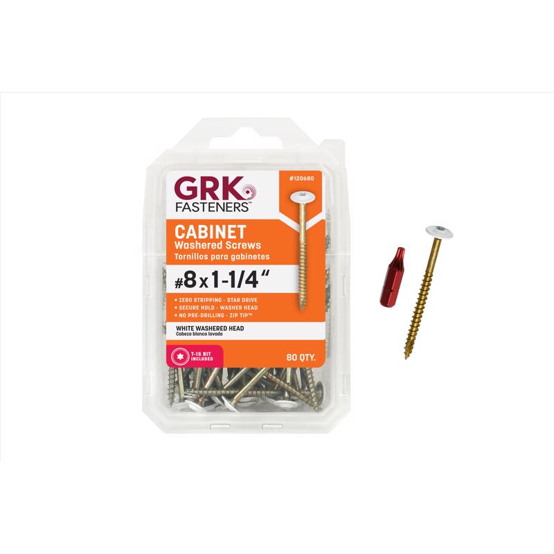 GRK Fasteners No. 8 X 1-1/4 in. L Star Coated Self-Tapping Cabinet Screws 80 pk