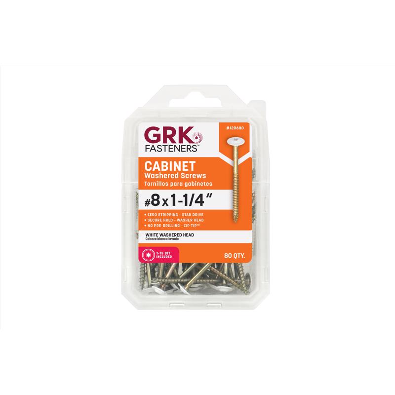 GRK Fasteners No. 8 X 1-1/4 in. L Star Coated Self-Tapping Cabinet Screws 80 pk