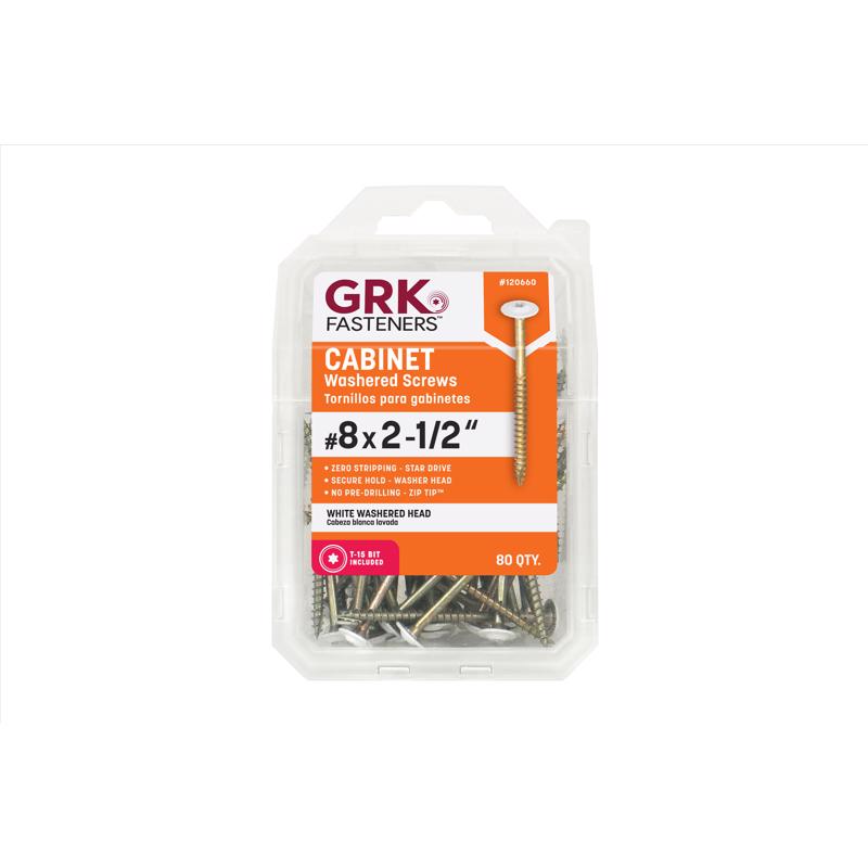 GRK Fasteners No. 8 X 2-1/2 in. L Star Coated Self-Tapping Cabinet Screws 80 pk