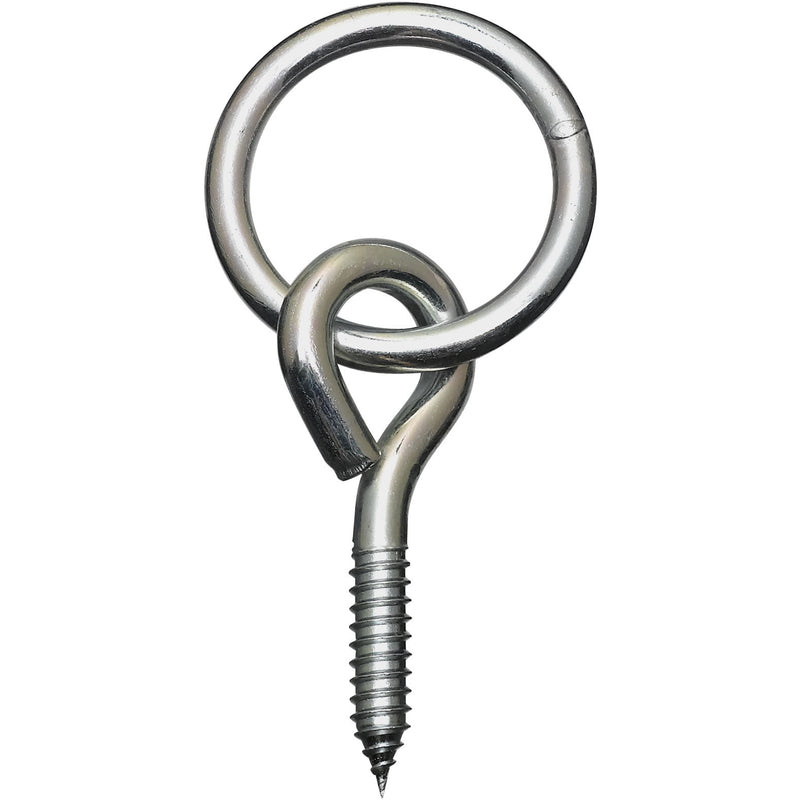 National Hardware Medium Zinc-Plated Silver Steel 3-1/2 in. L Rings w/Screw Eyes 160 lb