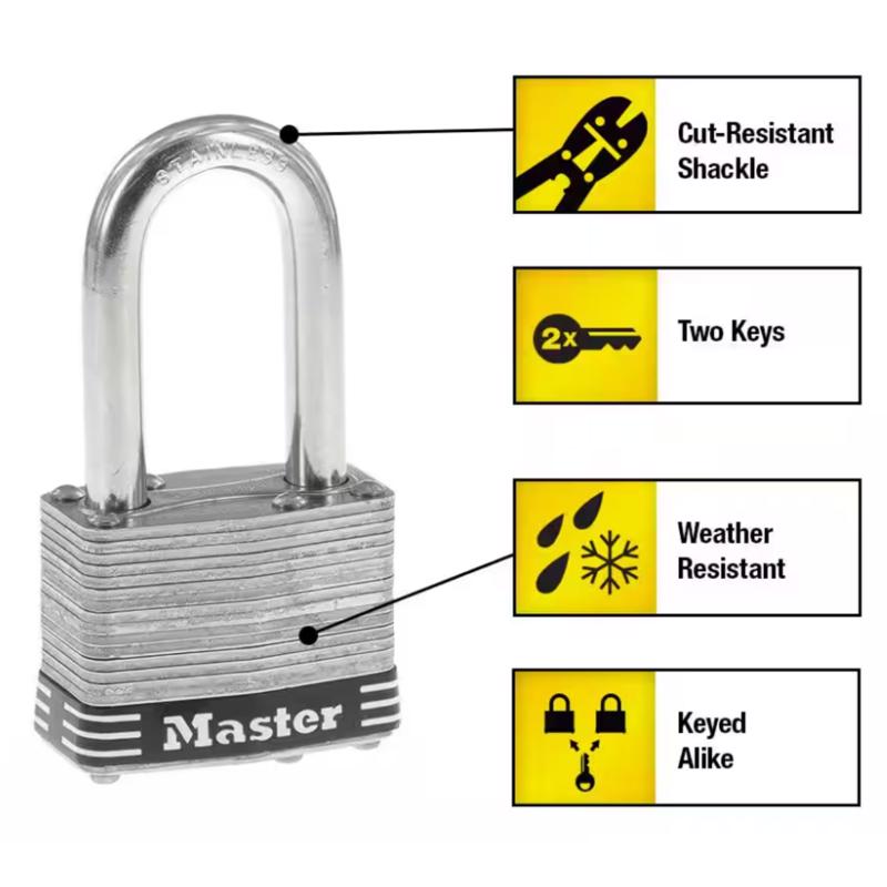 Master Lock 1-3/4 in. W Stainless Steel 4-Pin Cylinder Marine Padlock
