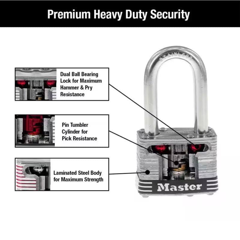 Master Lock 1-3/4 in. W Stainless Steel 4-Pin Cylinder Marine Padlock