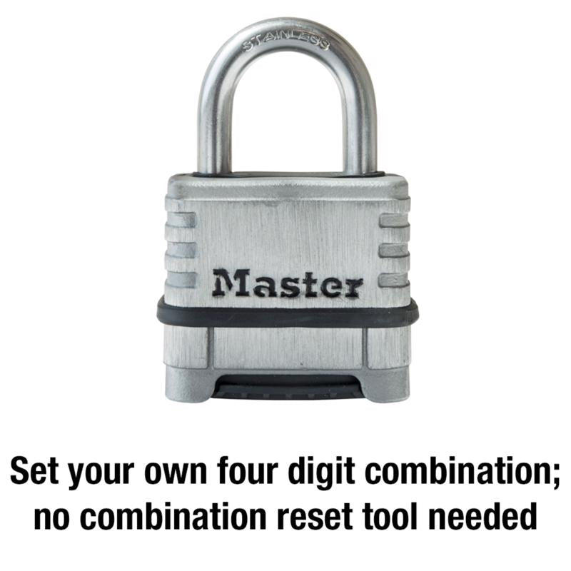 Master Lock 2.25 in. W Stainless Steel 4-Dial Combination Combination Padlock