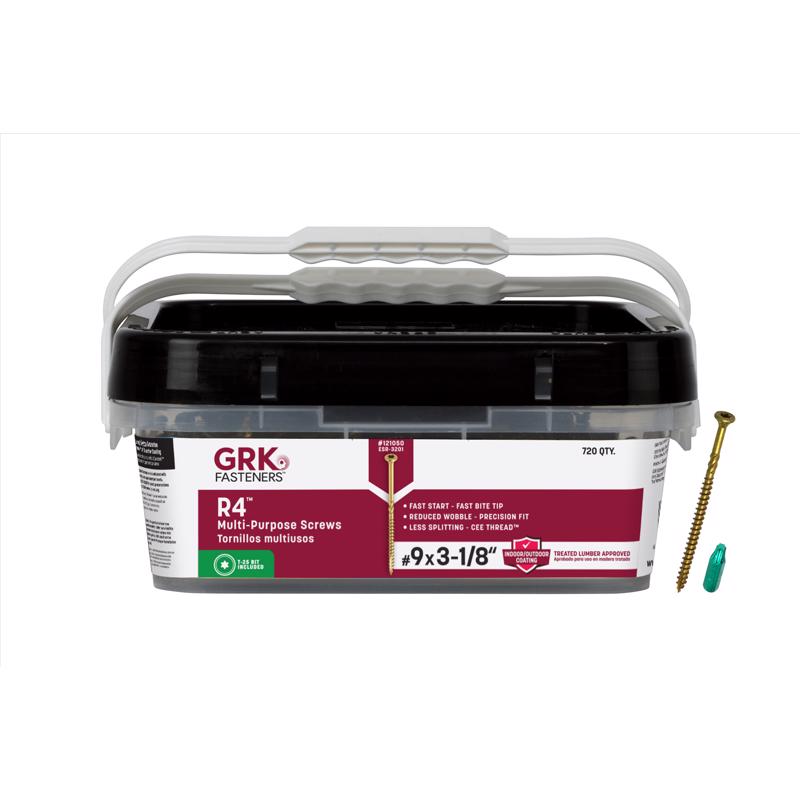 GRK Fasteners R4 No. 9 X 3-1/8 in. L Star Coated W-Cut Multi-Purpose Screws 720 pk