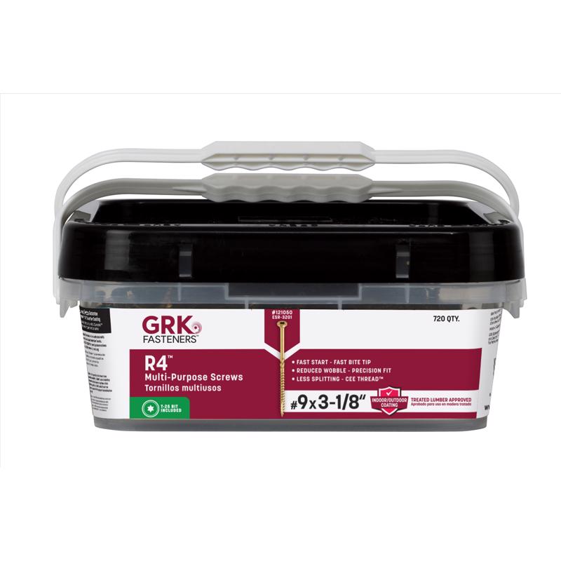 GRK Fasteners R4 No. 9 X 3-1/8 in. L Star Coated W-Cut Multi-Purpose Screws 720 pk