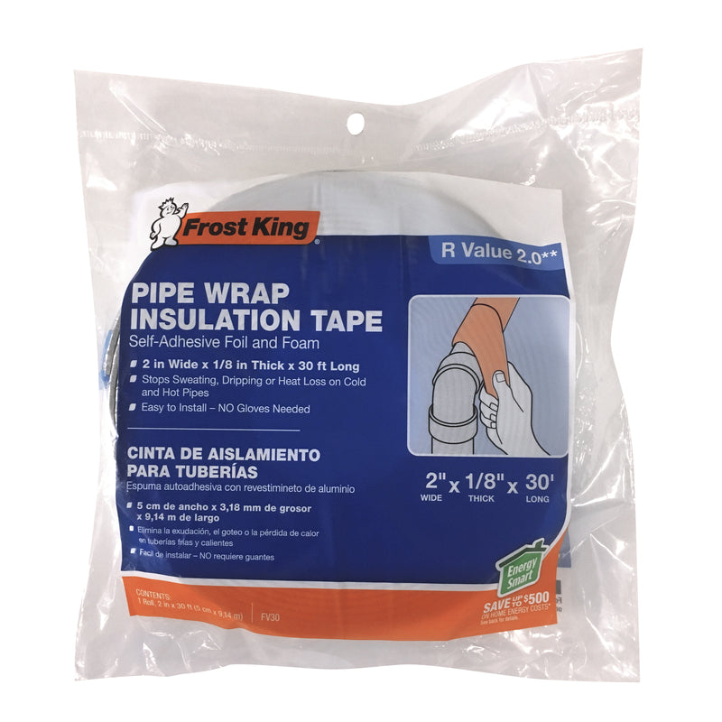 Frost King 2 in. W X 30 ft. L X 1/8 in. 2.0 Reflective Fiberglass Pipe Insulation Wrap Roll 5 sq ft
