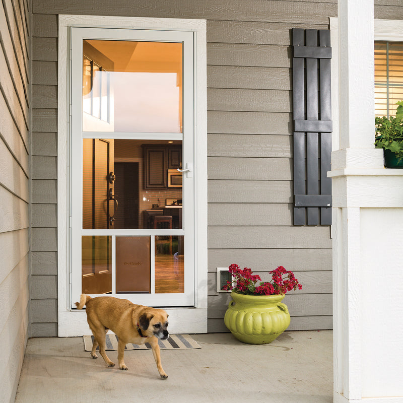 Larson 81 in. H X 36 in. W Aluminum White Full-View Reversible Pet Storm Door