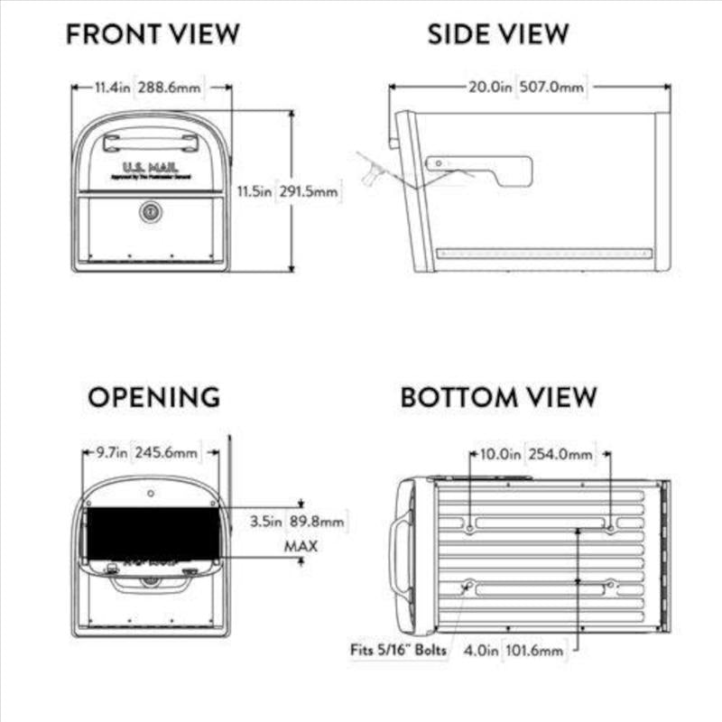 Architectural Mailboxes Oasis Classic Galvanized Steel Post Mount White Mailbox