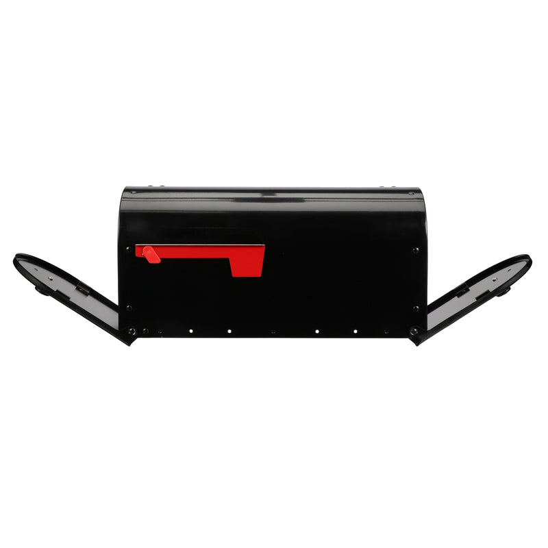 Architectural Mailboxes Outback Classic Galvanized Steel Post Mount Black Double Door Mailbox