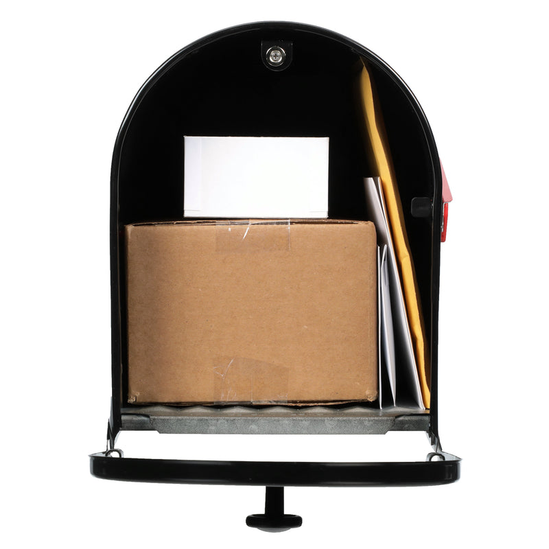 Architectural Mailboxes Outback Classic Galvanized Steel Post Mount Black Double Door Mailbox