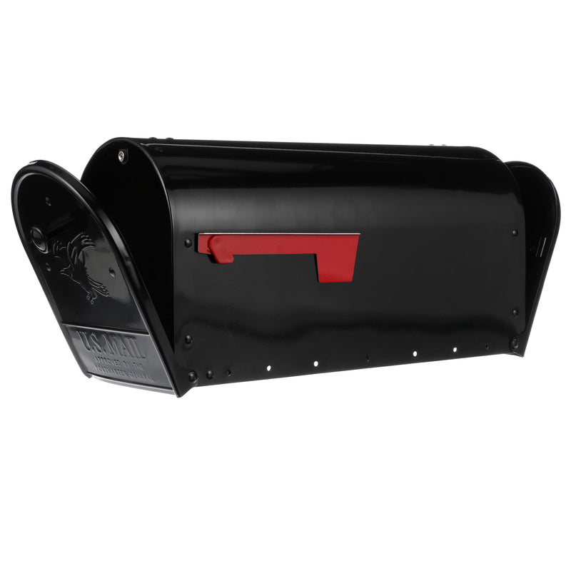 Architectural Mailboxes Outback Classic Galvanized Steel Post Mount Black Double Door Mailbox