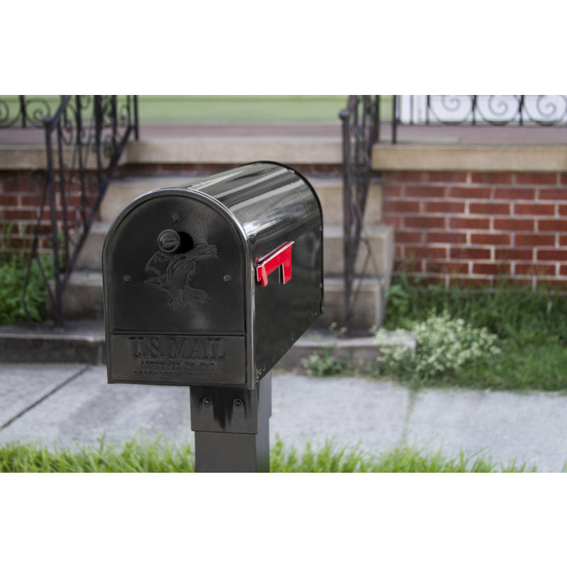 Architectural Mailboxes Outback Classic Galvanized Steel Post Mount Black Double Door Mailbox