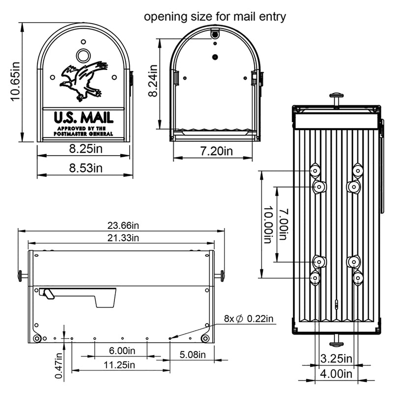 Architectural Mailboxes Outback Classic Galvanized Steel Post Mount Black Double Door Mailbox
