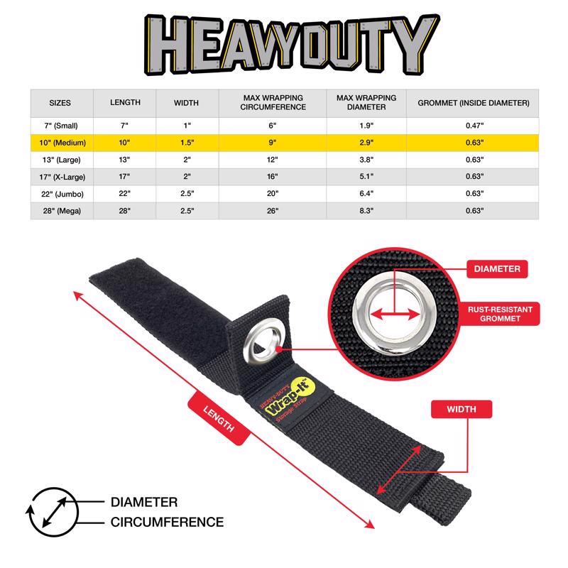 Wrap-It Heavy-Duty 1.5 in. W X 10 in. L Black Storage Straps 50 lb 3 pk