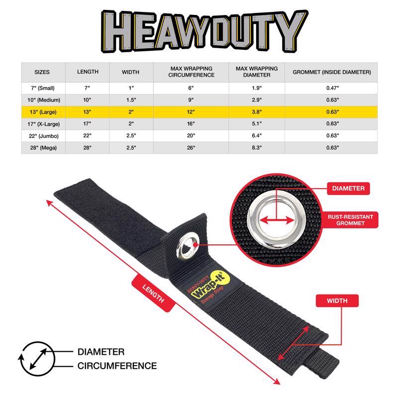 Wrap-It Heavy-Duty 2 in. W X 13 in. L Black Storage Straps 50 lb 2 pk