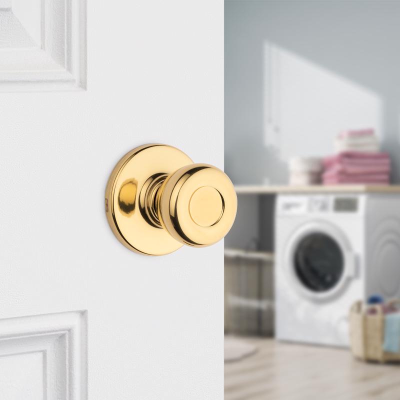Kwikset Tylo Polished Brass Passage Lockset 1-3/4 in.