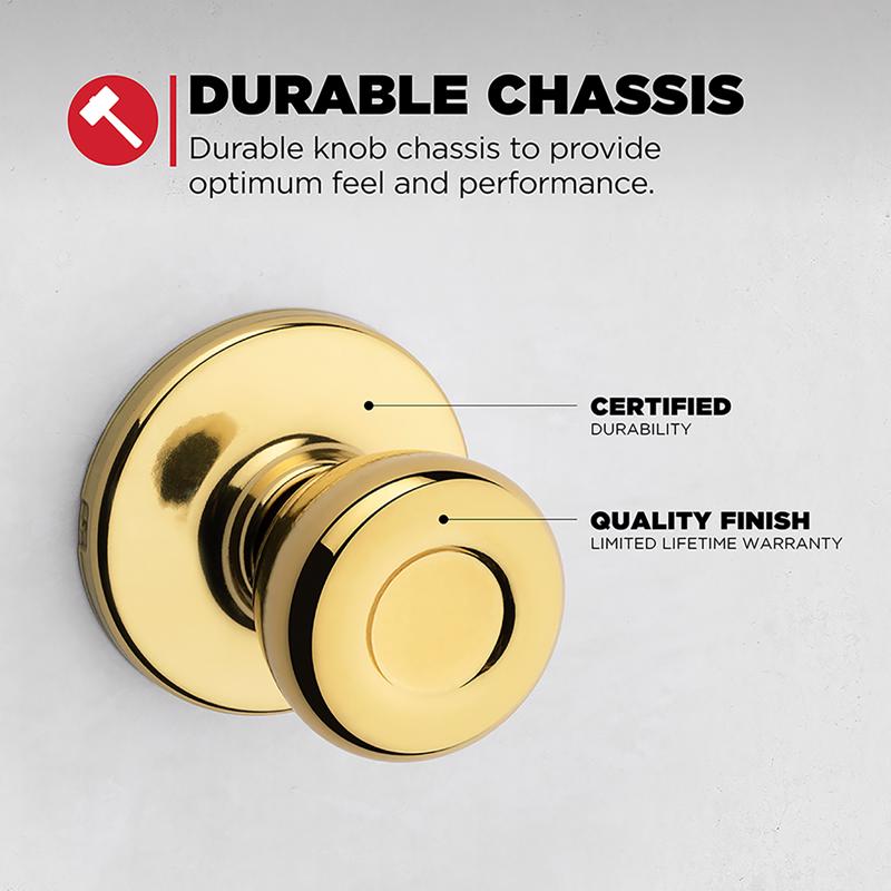 Kwikset Tylo Polished Brass Passage Lockset 1-3/4 in.