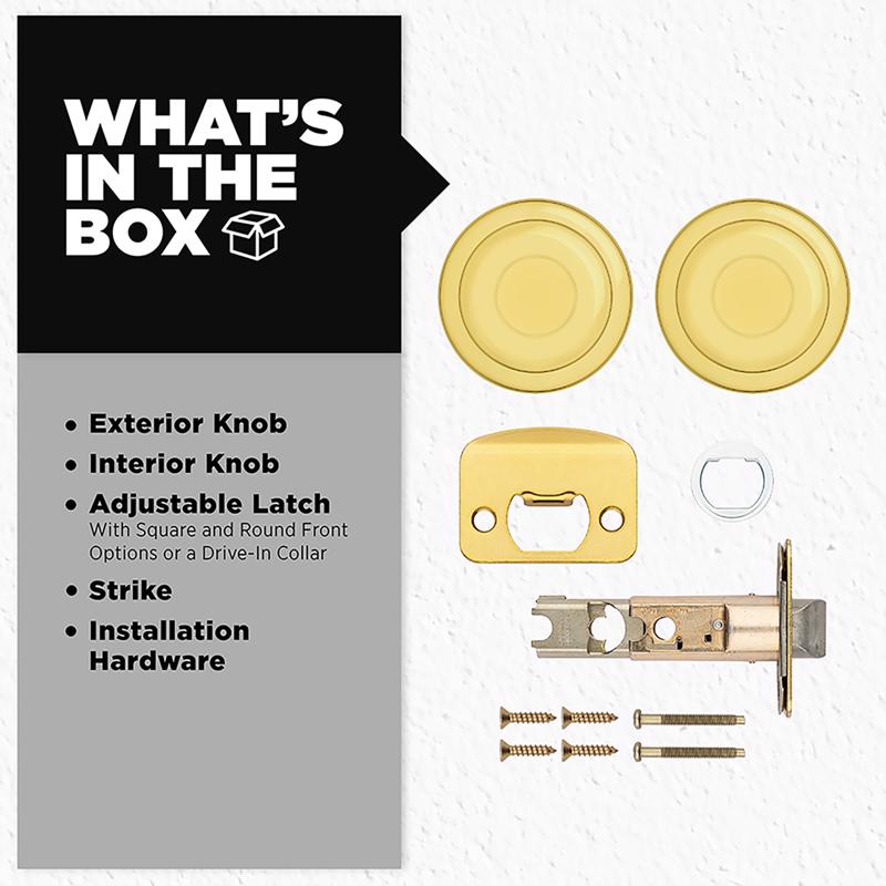 Kwikset Tylo Polished Brass Passage Lockset 1-3/4 in.