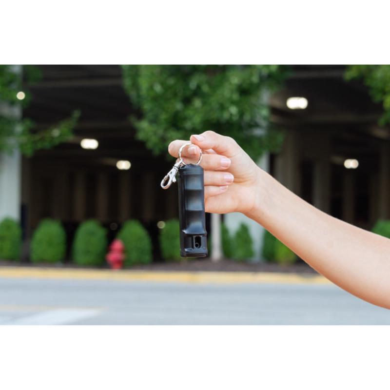 Sabre Pepper Gel Black Aluminum/Plastic Flip Top Keychain