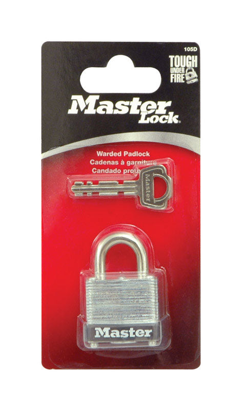 Master Lock 1-1/16 in. H X 1-1/8 in. W Laminated Steel Warded Locking Exterior Padlock